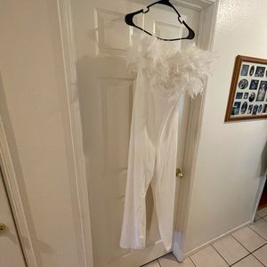 White feather jumpsuit